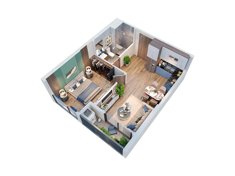 Căn hộ 1PN 43.4 m2