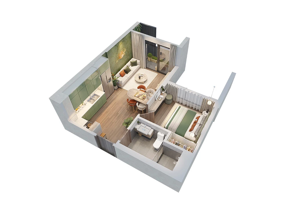 Căn hộ 1PN 42.7 m2