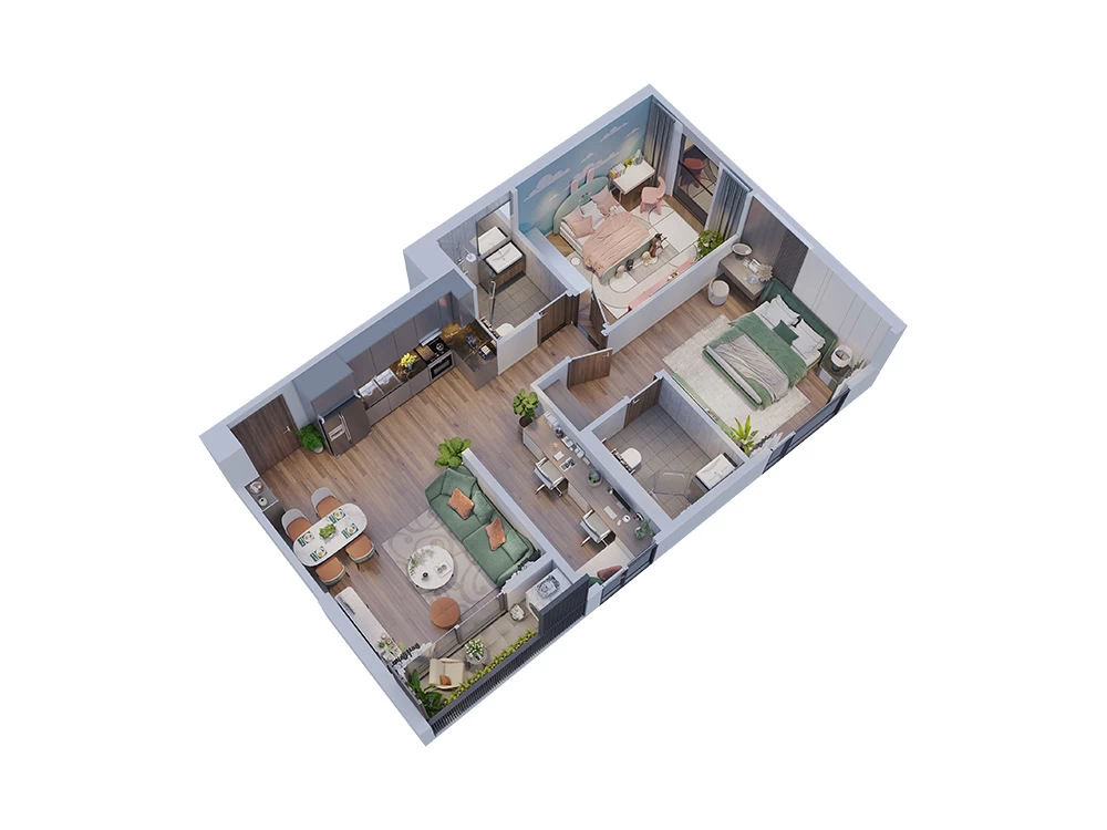 Căn hộ 2PN+1 76.2 m2