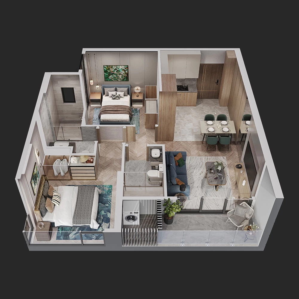 Căn hộ 2PN 62 m2