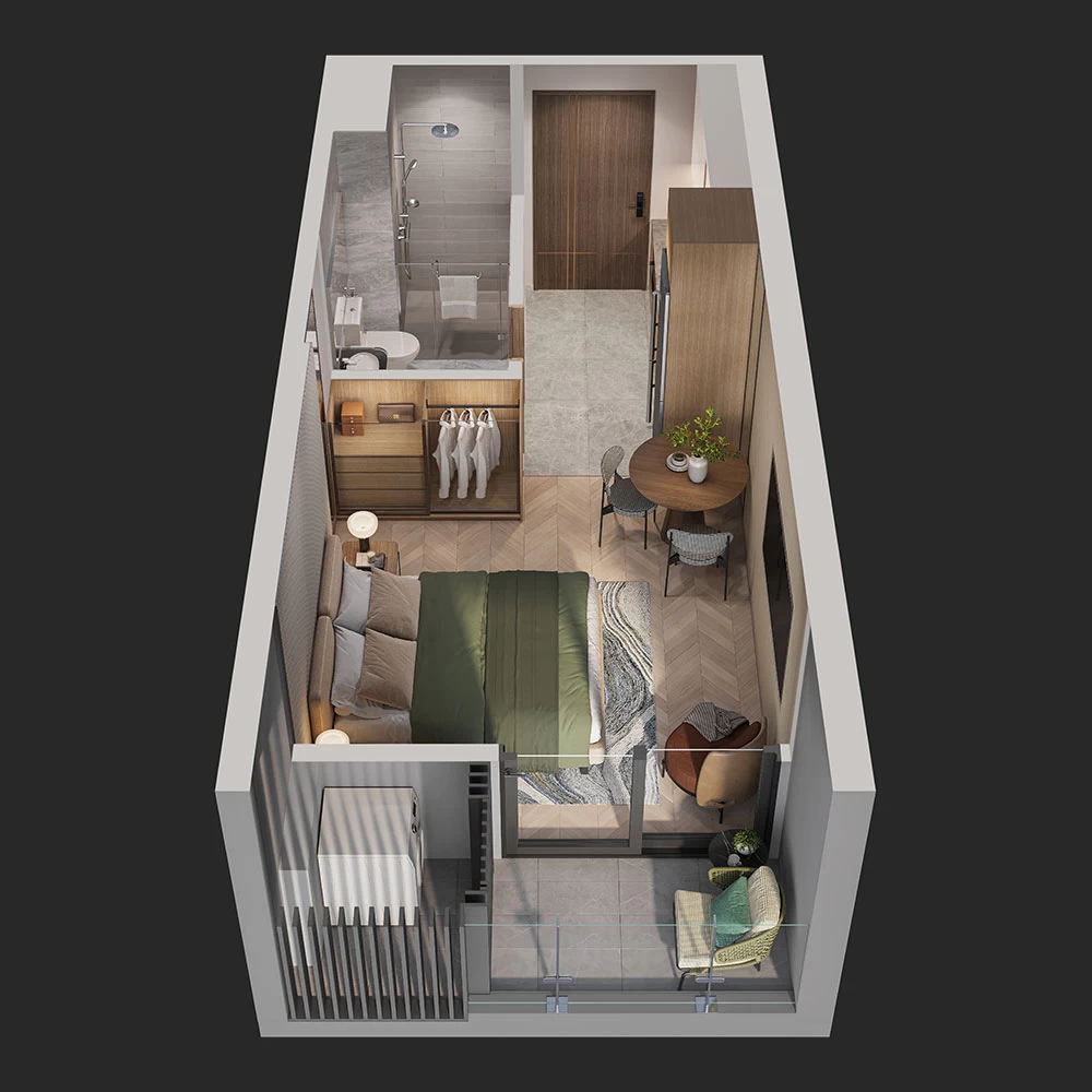 Căn hộ studio 28 m2