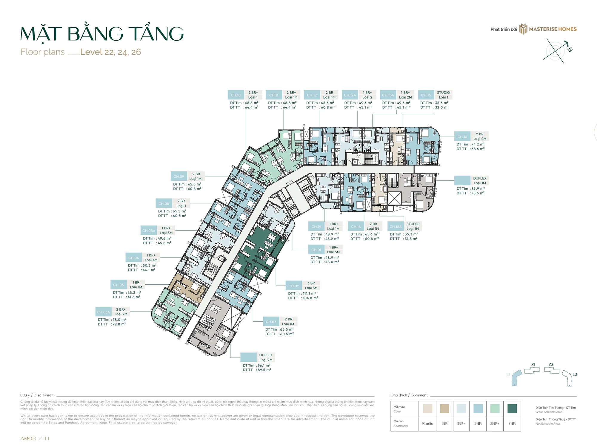 Tòa Amor( Tầng 22 - 24 - 26 )