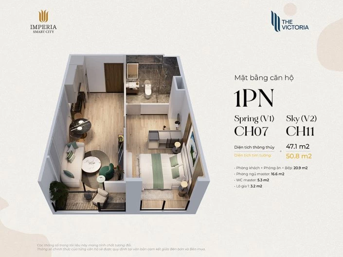 Căn hộ 1PN 47.1m2