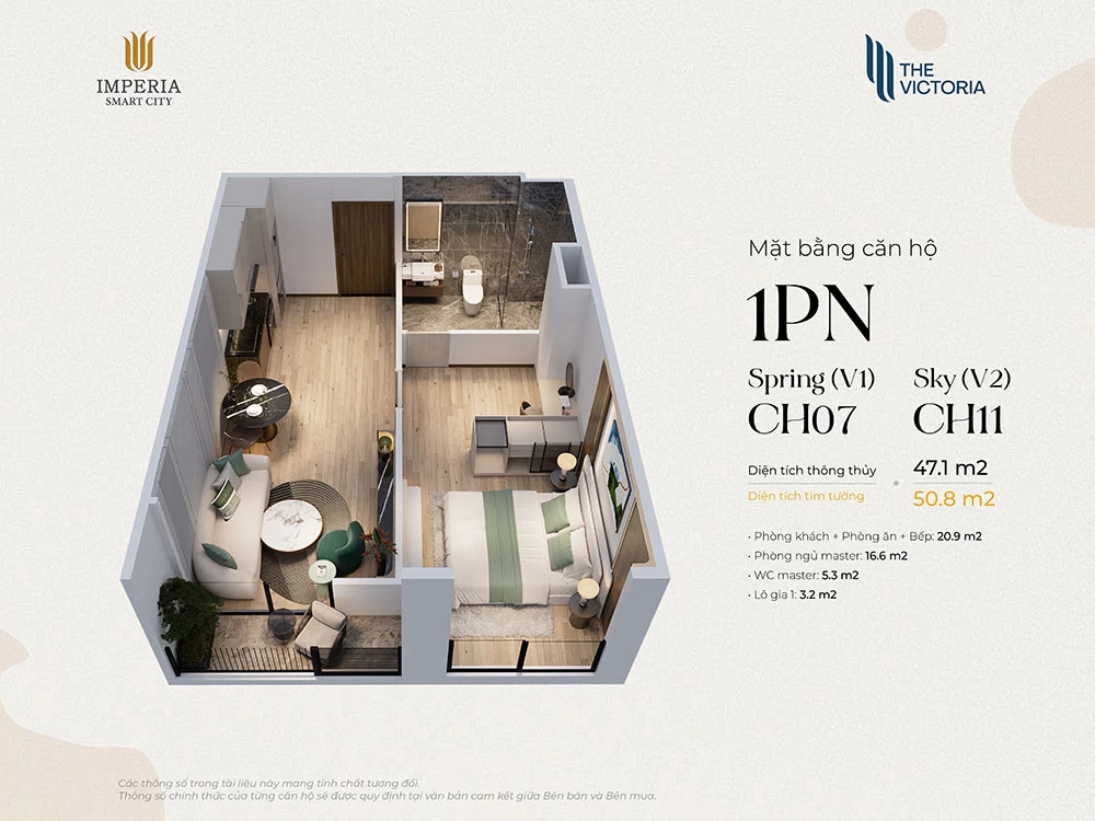 Căn hộ 1PN 47.1m2