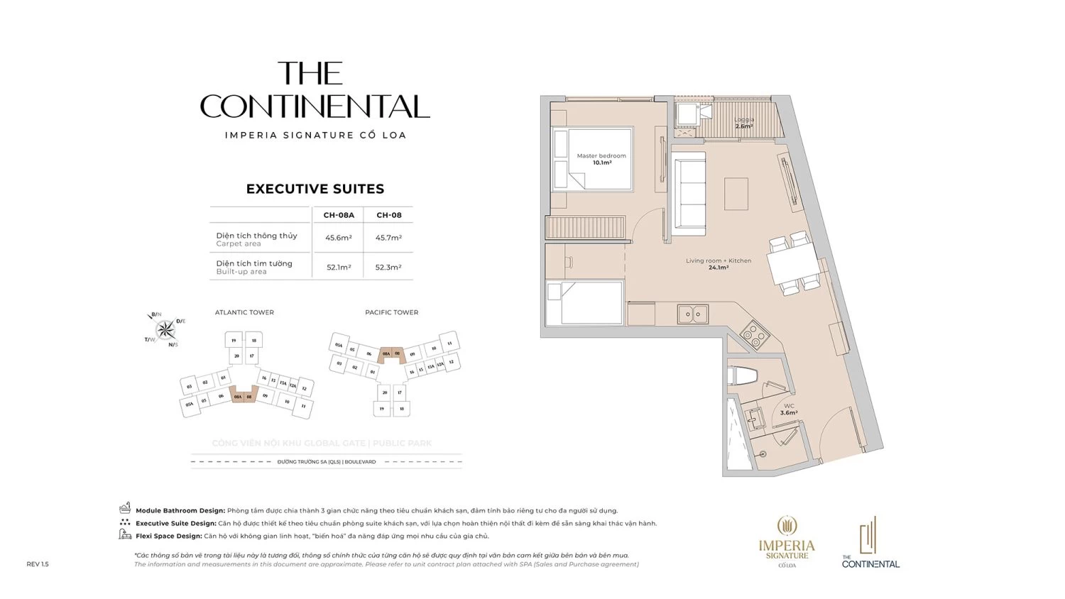 Căn hộ 1PN 456 - 45.7 m2