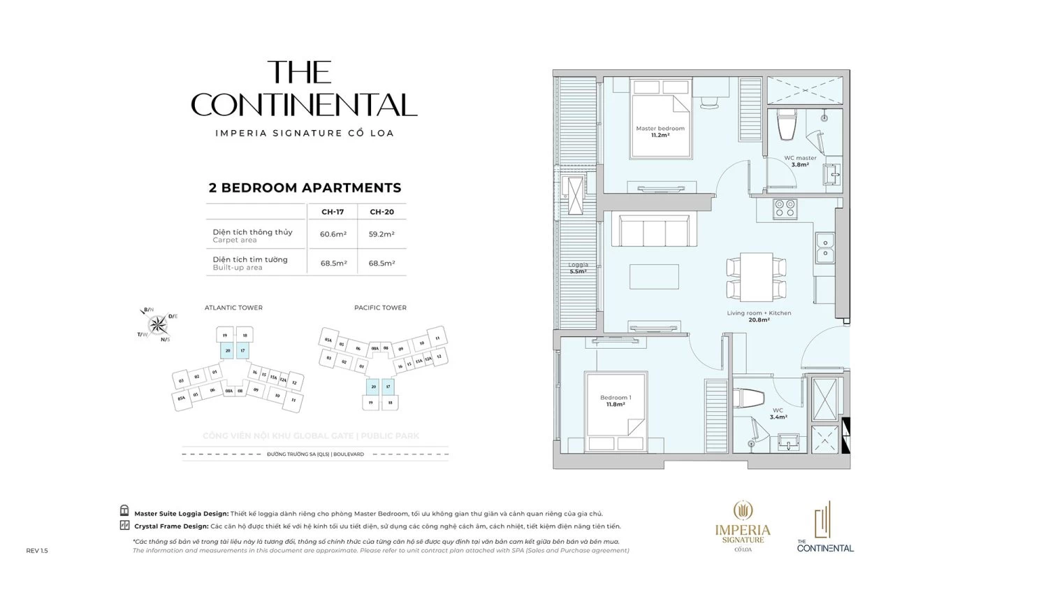 Căn hộ 2PN 59.2 - 60.6 m2