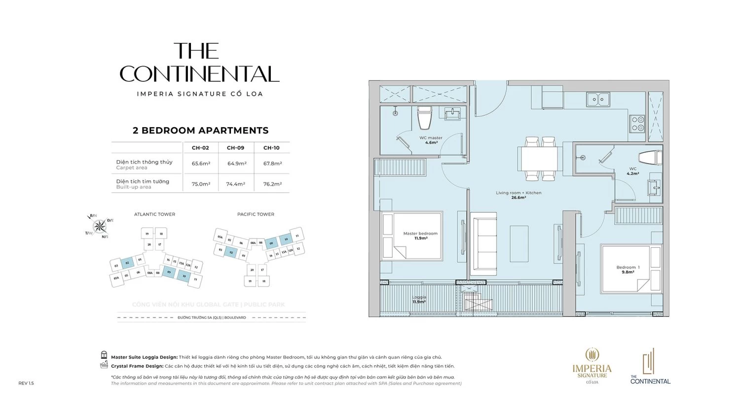 Căn hộ 2PN 64.9 - 67.8 m2