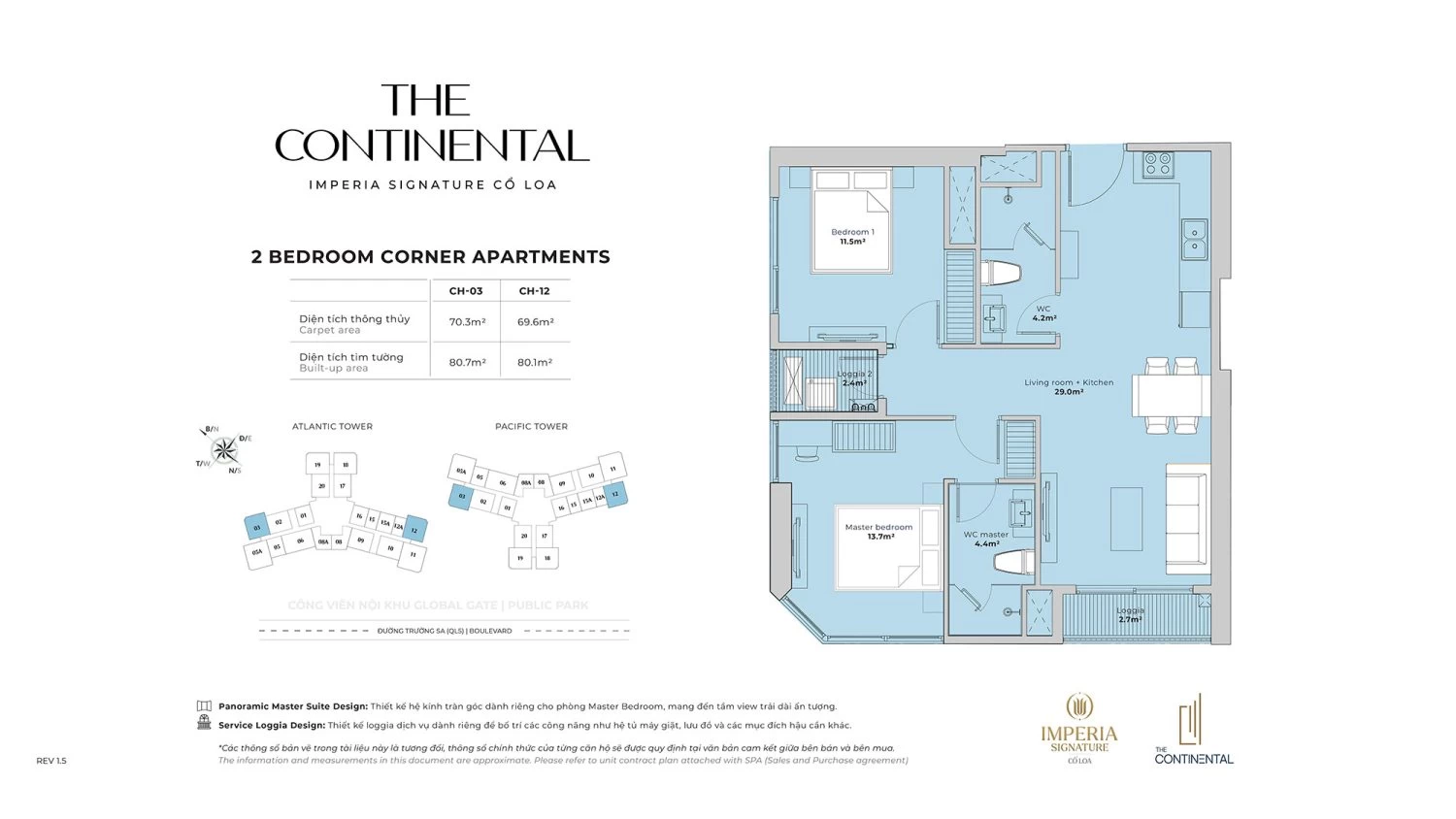 Căn hộ 2PN góc 69.6 - 70.3 m2