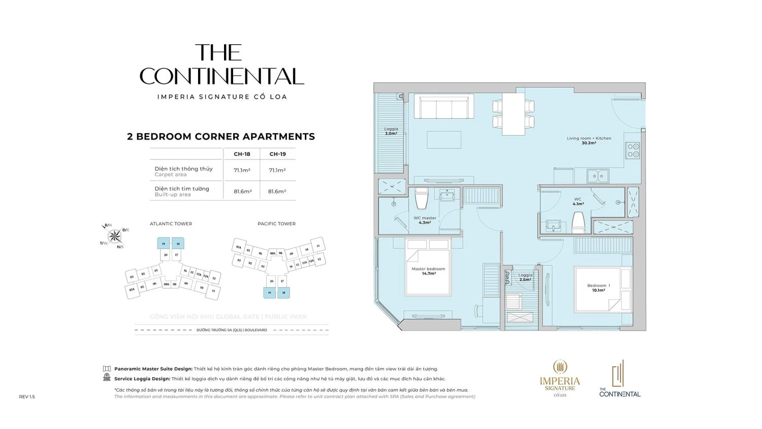 Căn hộ 2PN góc 71.1 - 71.3 m2
