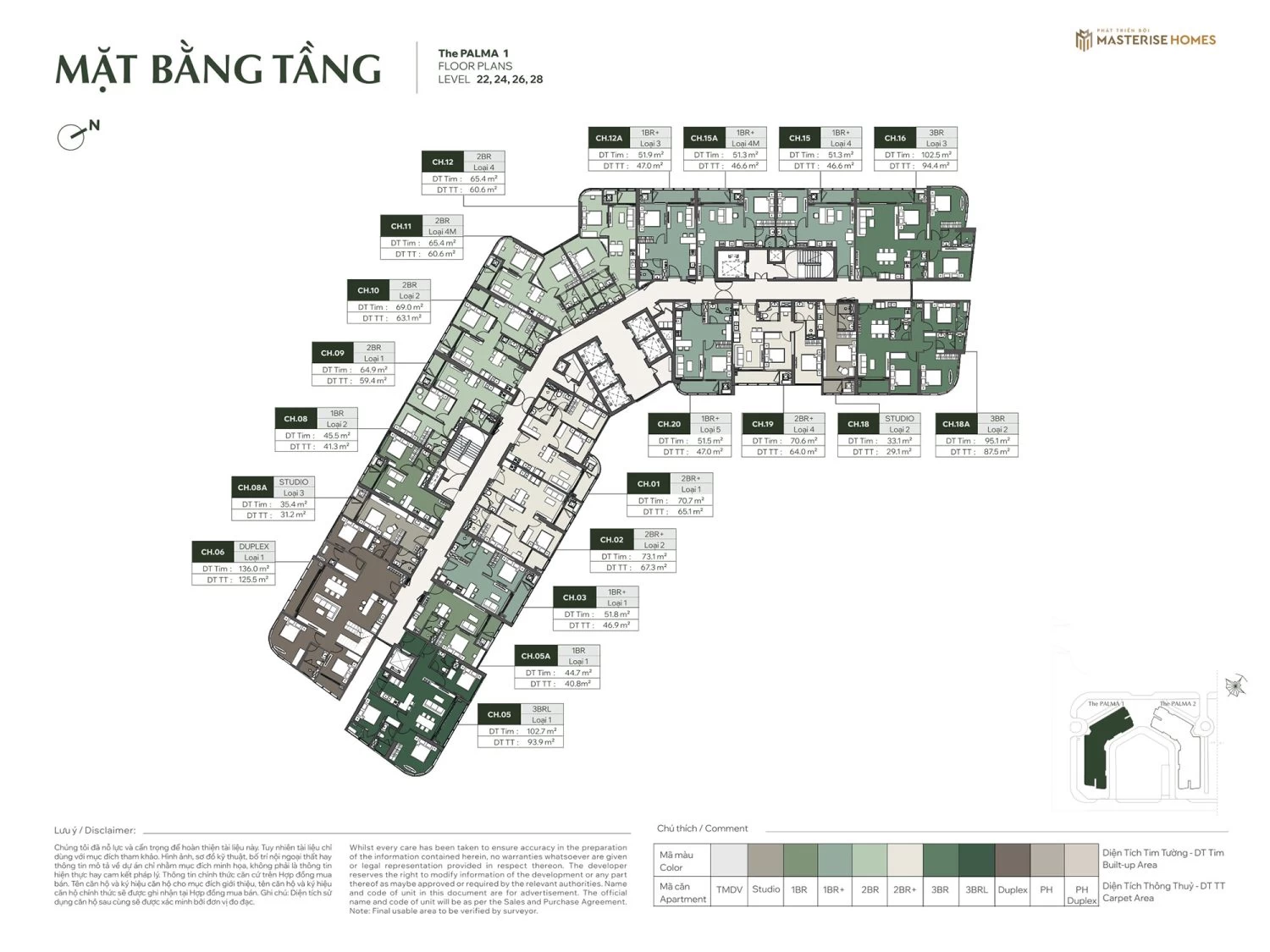 Tòa Palma 1 ( Tầng 22-24-26-28 )